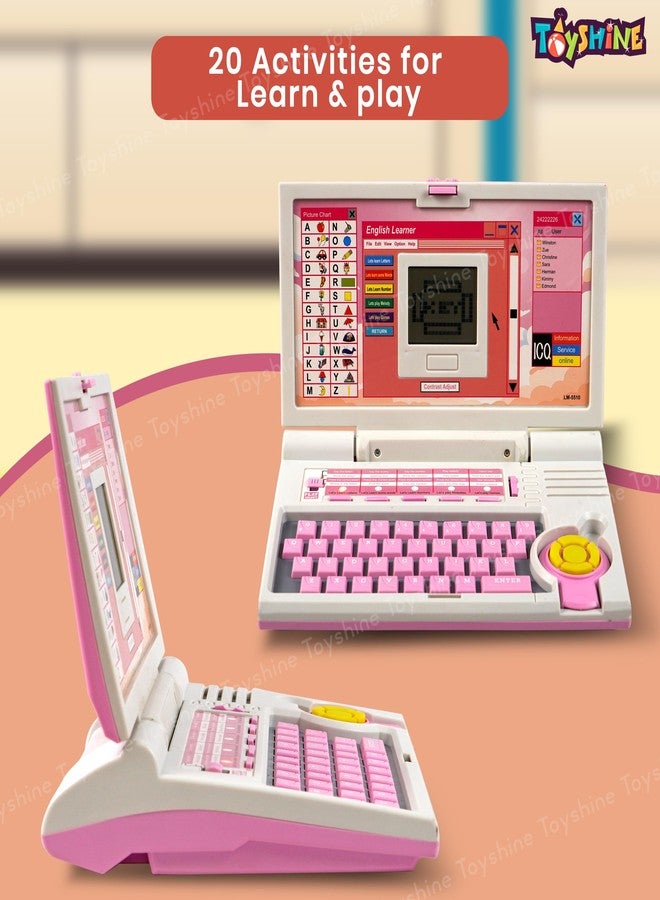 Toyshine Laptop with 20 Activities with Mouse Kids Learning Laptop Educational Toy Boys Girls Toddler Learner Games Music (Pink) - Image 3